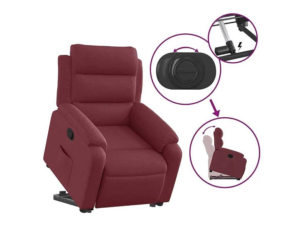 Fauteuil inclinable-Chaise de relax-Fauteuil salon rouge bordeaux tissu SHL1857
