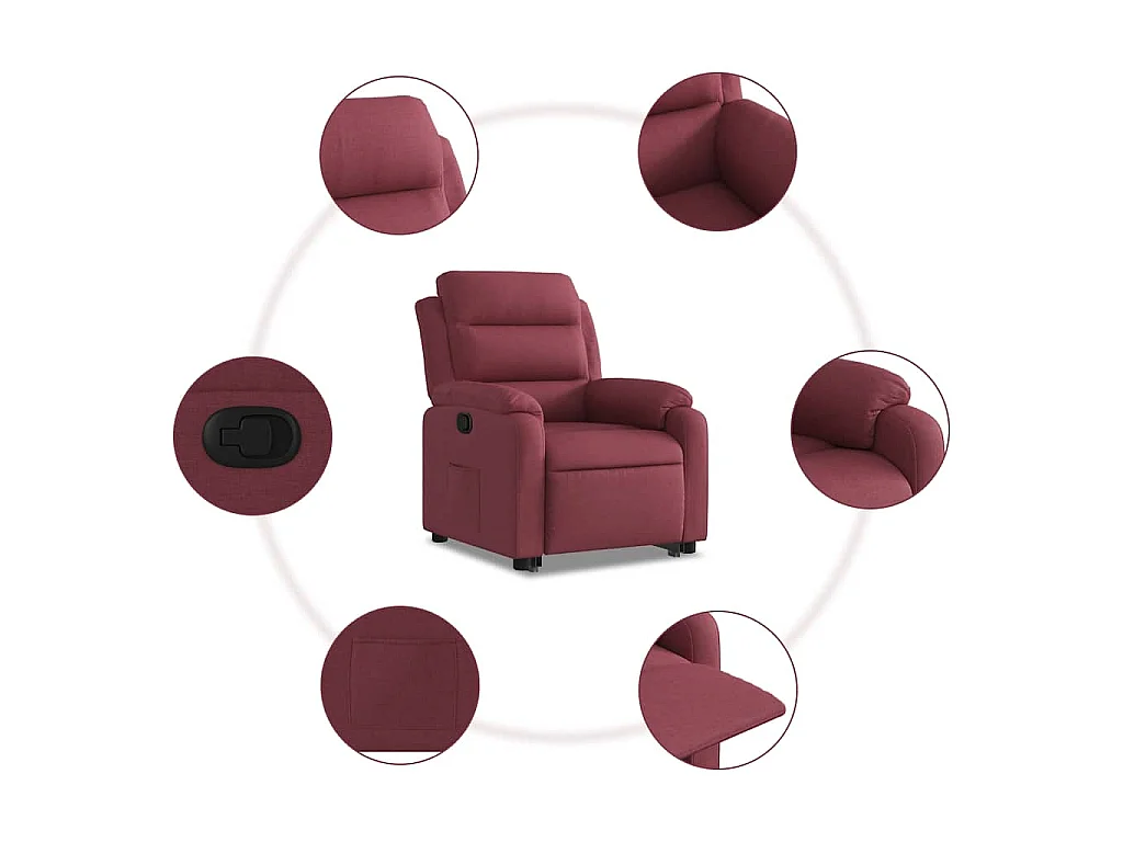 Fauteuil inclinable-Chaise de relax-Fauteuil salon rouge bordeaux tissu SHL1857
