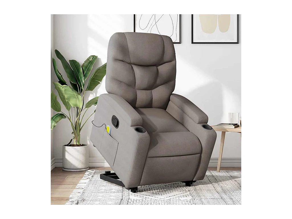 Sillón de relax | Sillón reclinable de masaje elevable tela gris taupé SHL3363