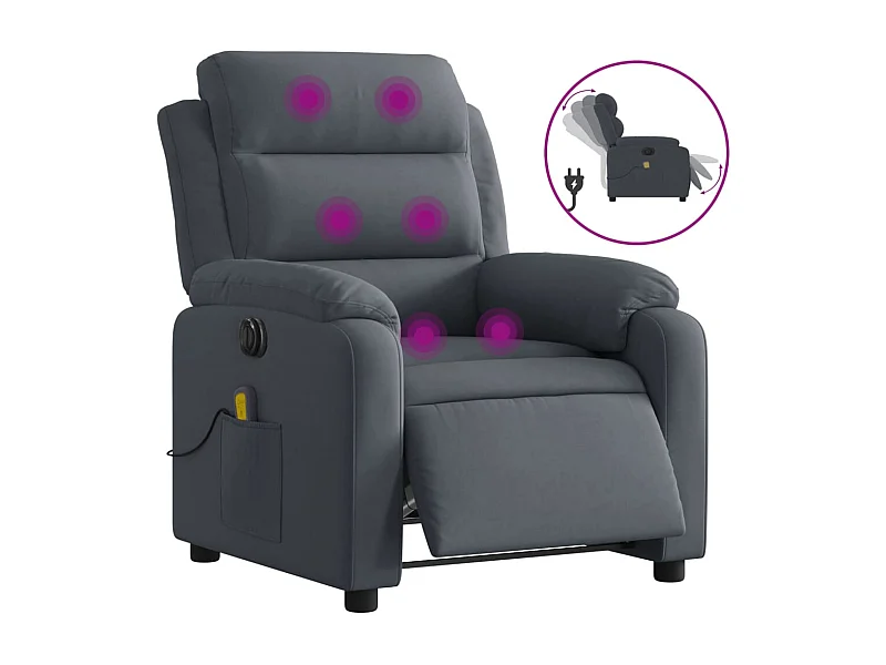 Sillón de relax | Sillón reclinable de masaje eléctrico terciopelo gris oscuro SHL7399