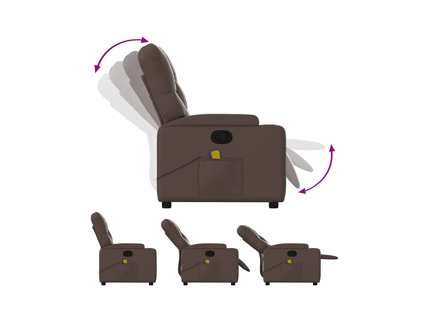 Sillón de salón | Silla | Sillón de masaje reclinable cuero sintético marrón SHL8736