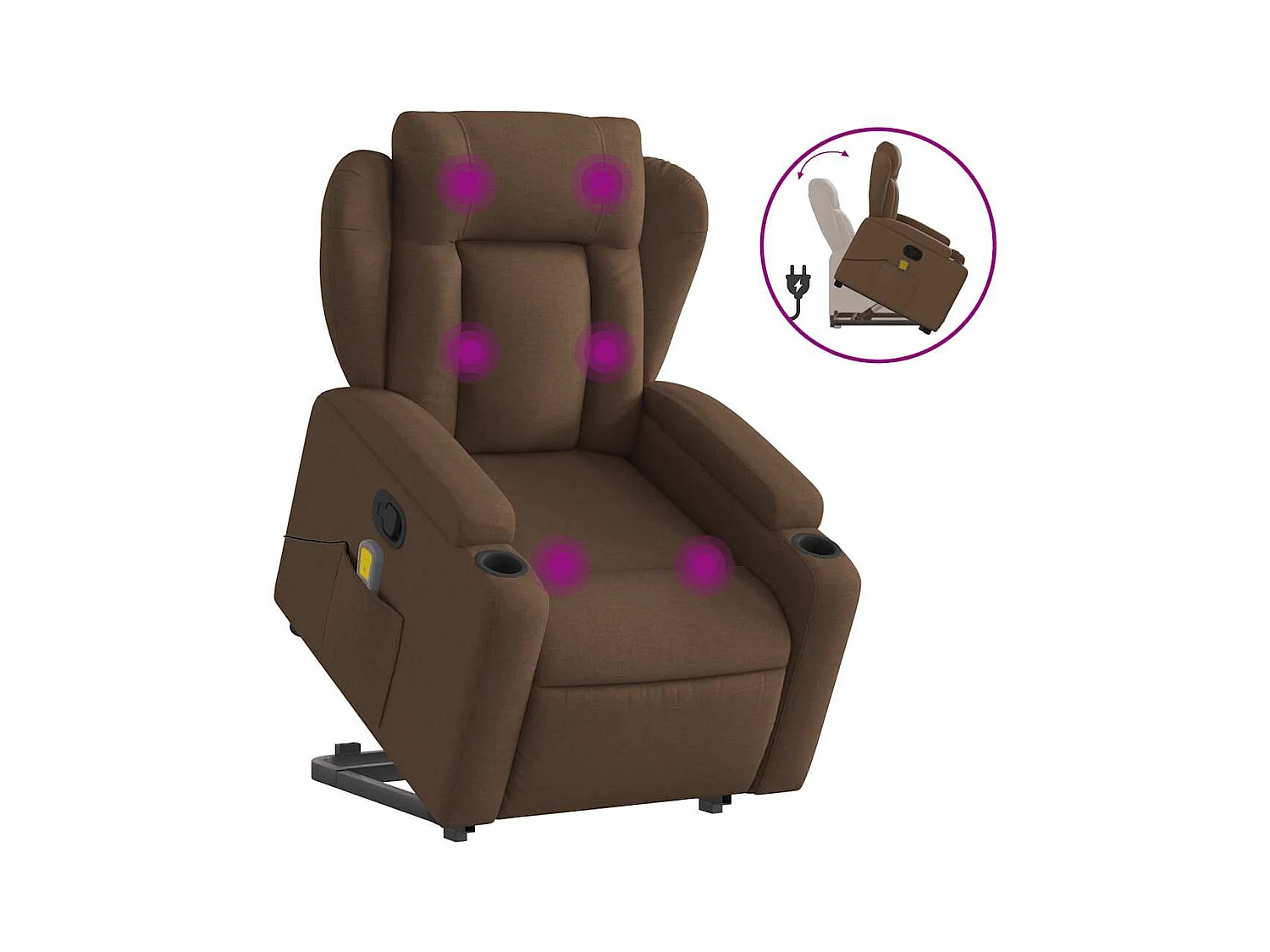 Fauteuil inclinable-Chaise de relax-Fauteuil de Massage Marron Tissu SHL980