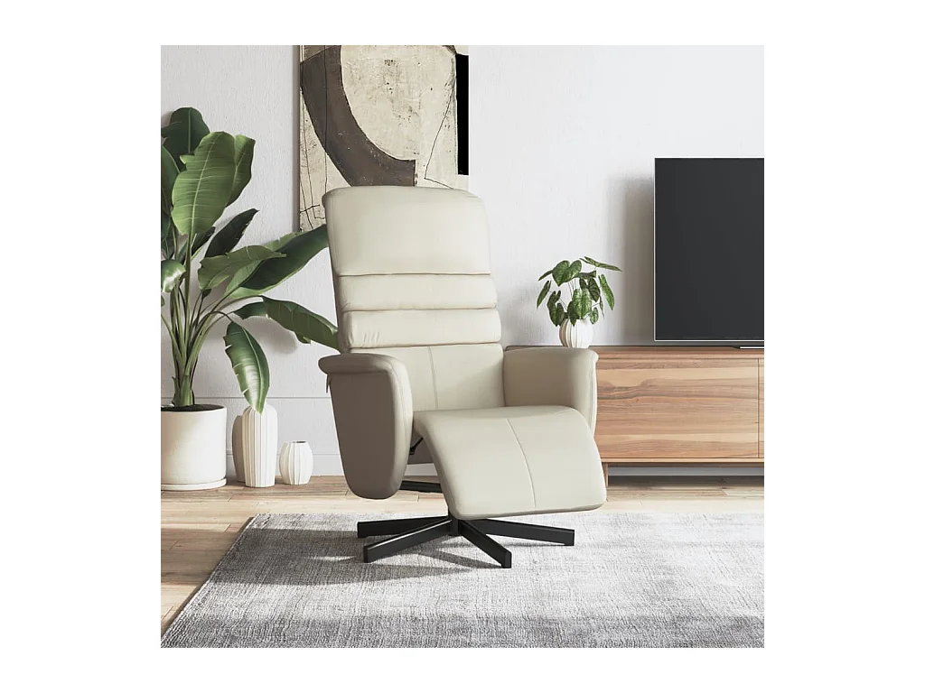 Sillón de relax | Sillón reclinable con reposapiés cuero sintético color crema SHL4401