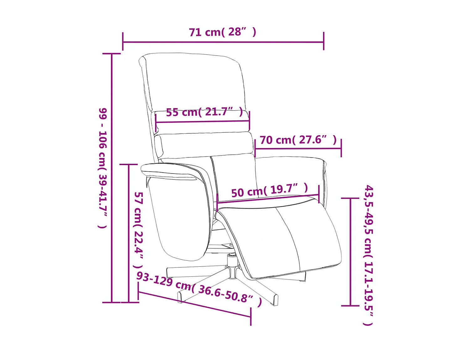 Relaxsessel | Lounge Sessel für Wohnzimmer mit Fußteil Creme Kunstleder SHL3246