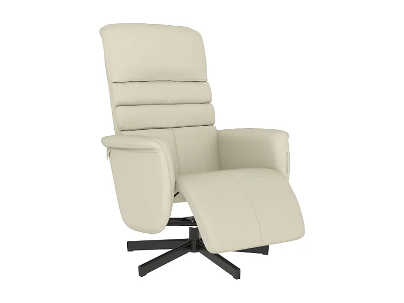 Relaxsessel | Lounge Sessel für Wohnzimmer mit Fußteil Creme Kunstleder SHL3246