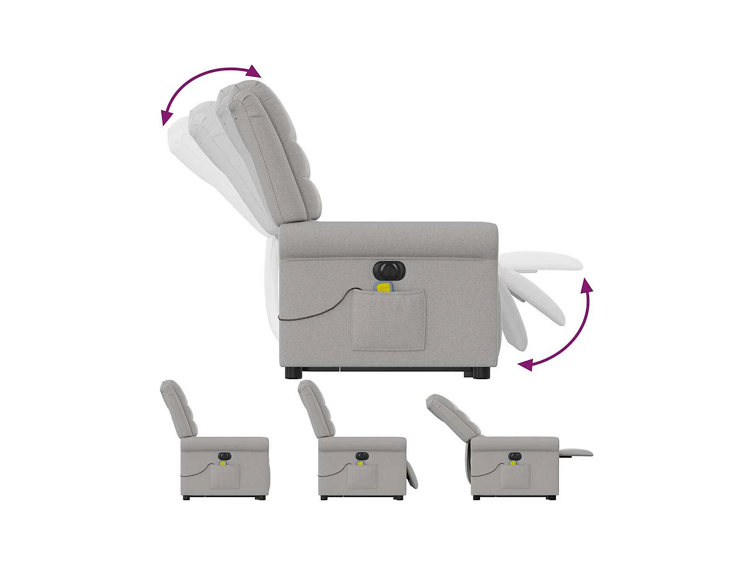 Sillón de salón | Silla | Sillón de masaje eléctrico reclinable elevable tela gris nube SHL2831