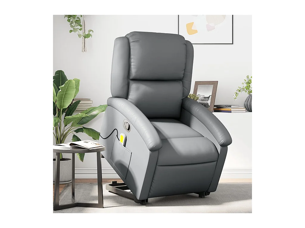 Sillón de relax | Sillón reclinable de masaje de pie cuero artificial gris SHL7283