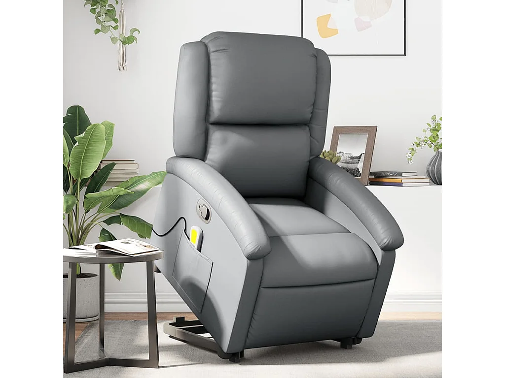 Sillón de relax | Sillón reclinable de masaje de pie cuero artificial gris SHL7283