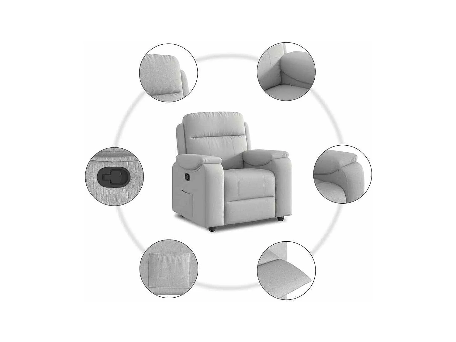 Fauteuil inclinable-Chaise de relax-Fauteuil TV gris nuage tissu SHL4851