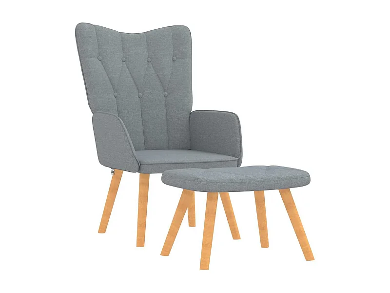 Fauteuil de relaxation moderne avec tabouret Gris clair Tissu SHL5210