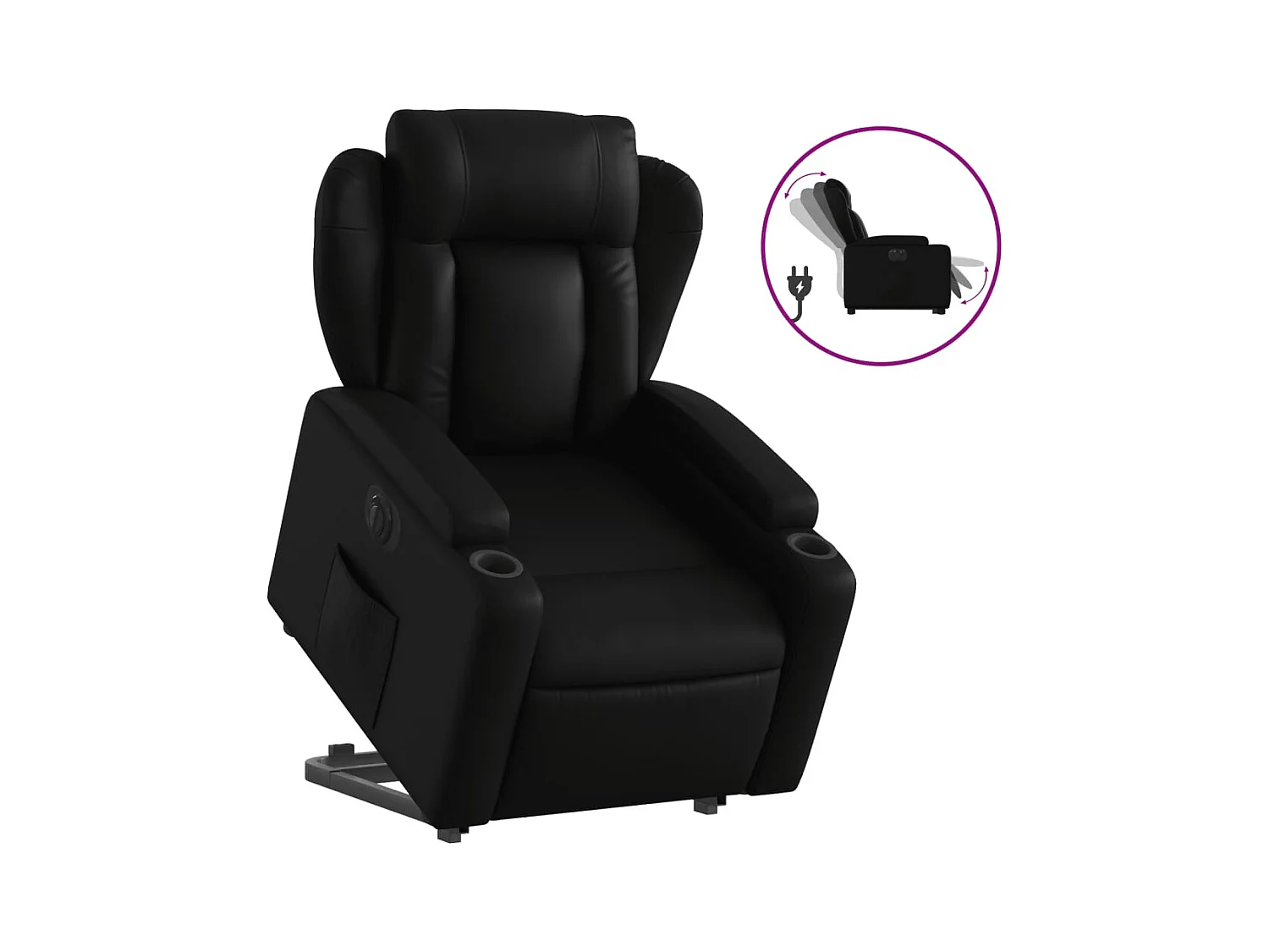 Fauteuil inclinable électrique-Chaise de relax-Fauteuil salon noir similicuir SHL4317