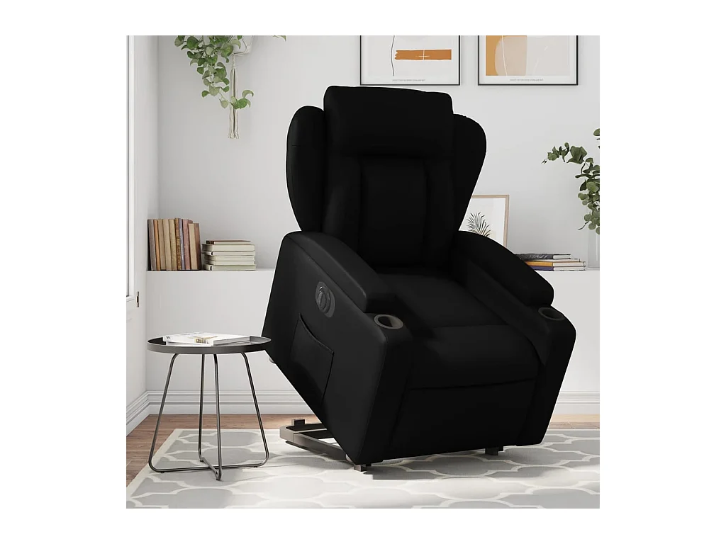 Sillón de relax | Sillón reclinable y elevable eléctrico cuero sintético negro SHL5804