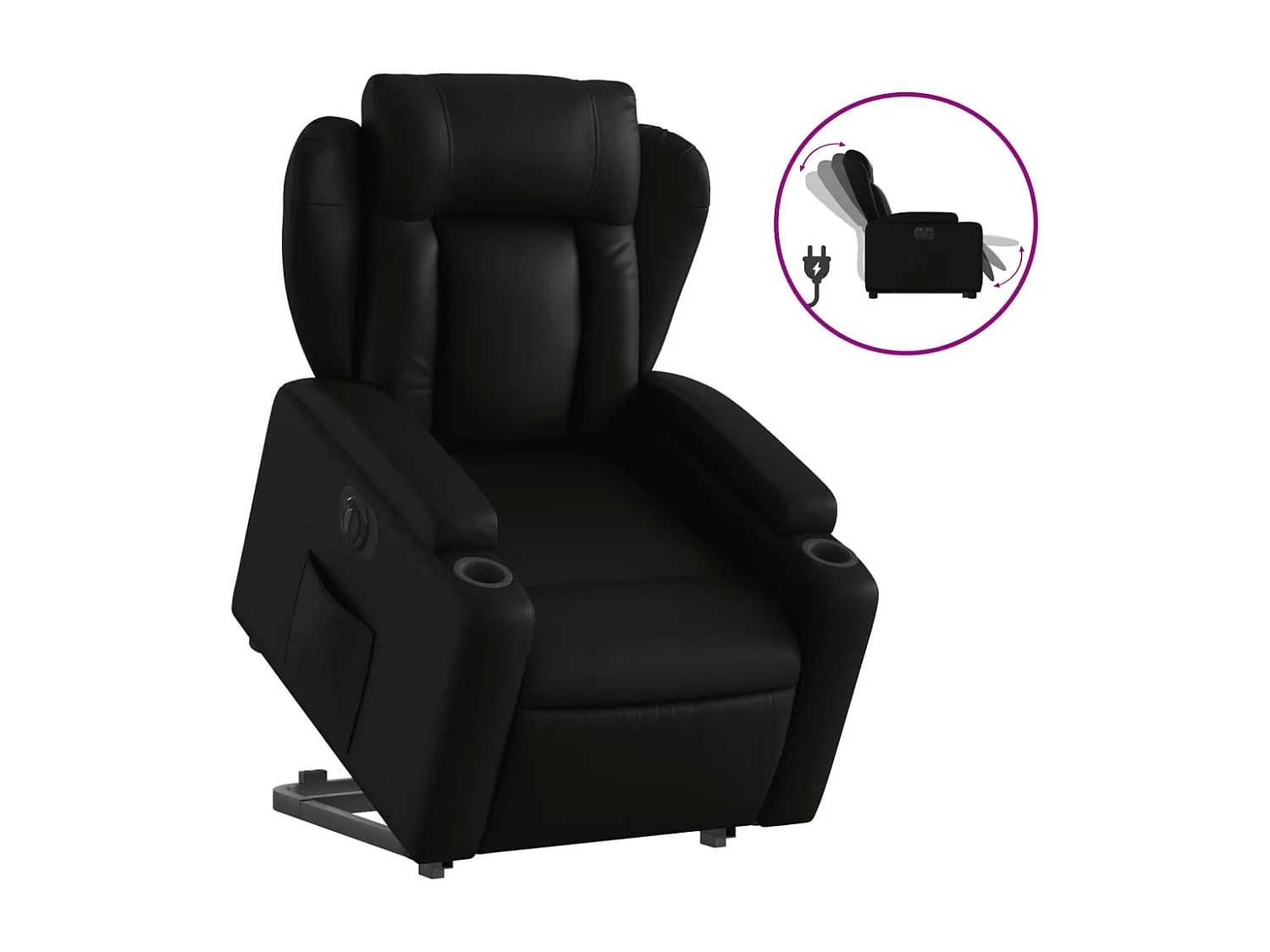 Sillón de relax | Sillón reclinable y elevable eléctrico cuero sintético negro SHL5804