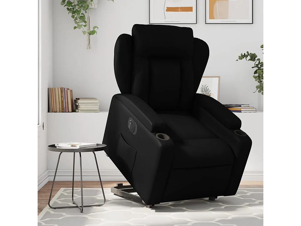 Sillón de relax | Sillón reclinable y elevable eléctrico cuero sintético negro SHL5804