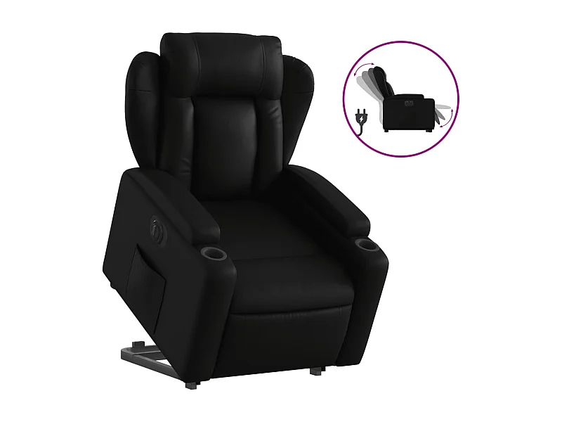 Sillón de relax | Sillón reclinable y elevable eléctrico cuero sintético negro SHL5804