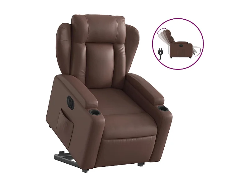 Fauteuil inclinable électrique-Chaise de relax-Fauteuil salon marron similicuir SHL3378