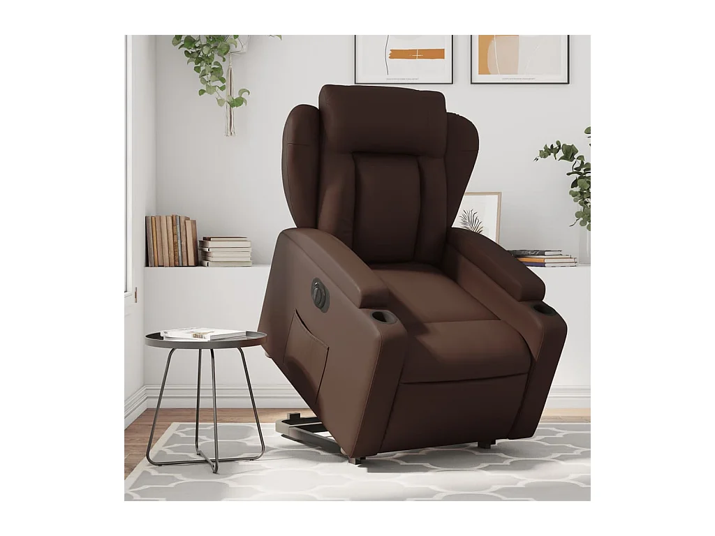 Fauteuil inclinable électrique-Chaise de relax-Fauteuil salon marron similicuir SHL3378