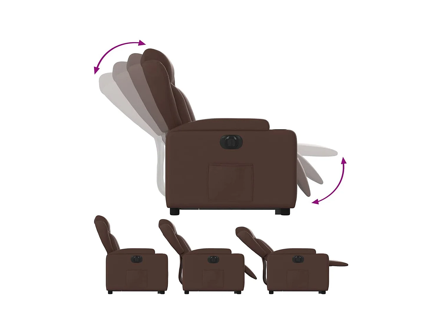 Fauteuil inclinable électrique-Chaise de relax-Fauteuil salon marron similicuir SHL3378