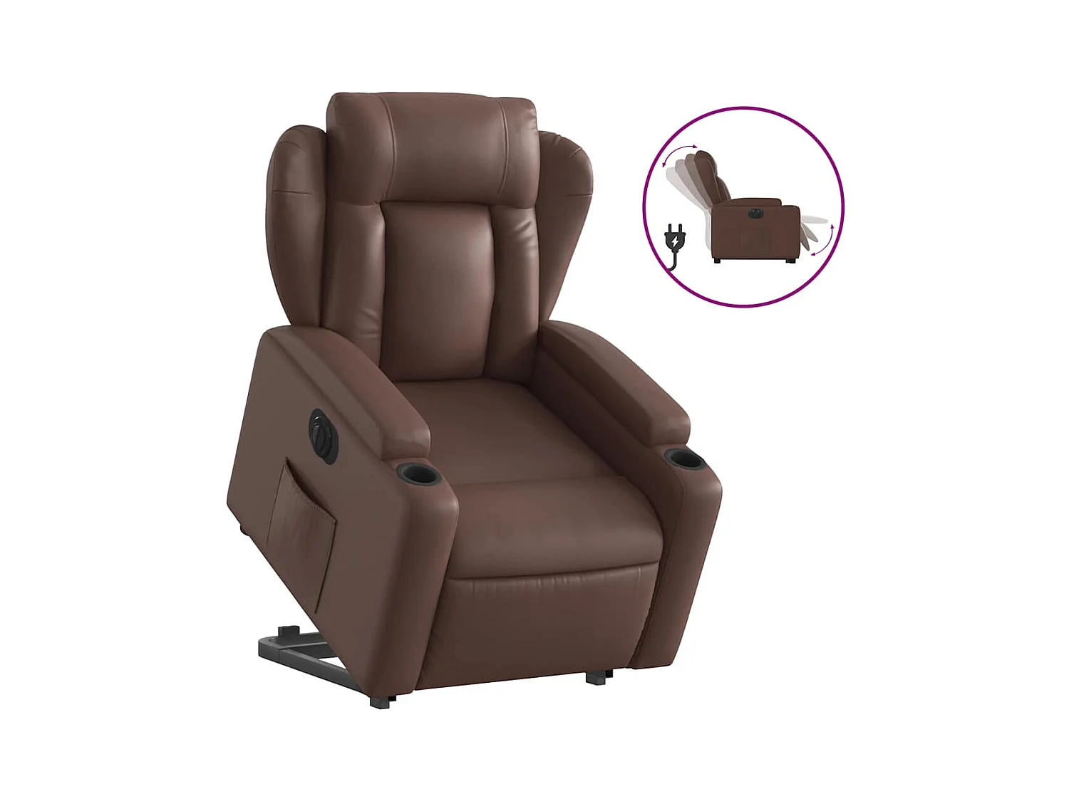 Fauteuil inclinable électrique-Chaise de relax-Fauteuil salon marron similicuir SHL3378