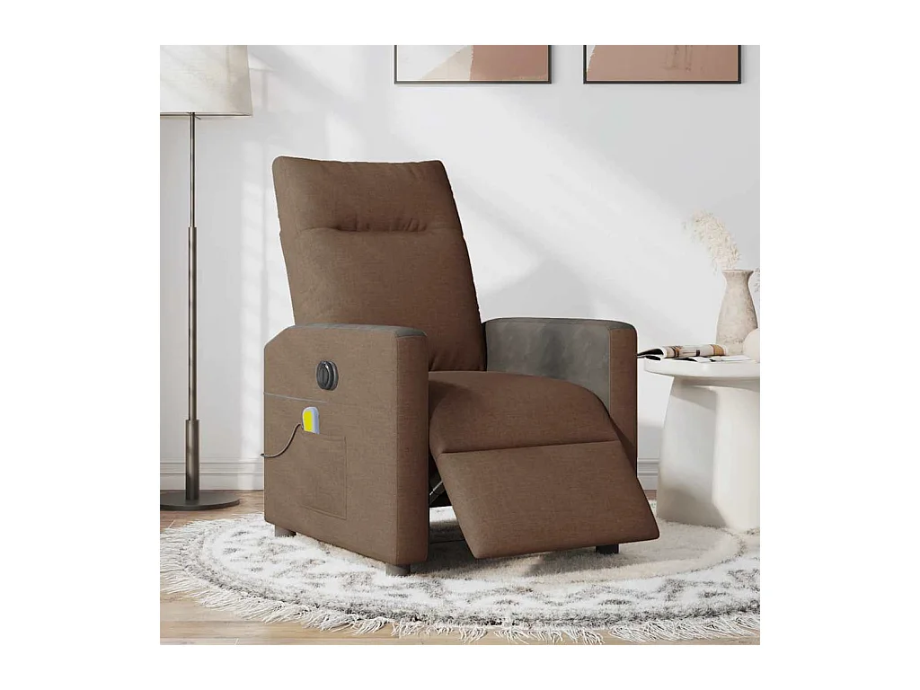 Fauteuil inclinable électrique-Chaise de relax-Fauteuil de Massage marron tissu SHL4406
