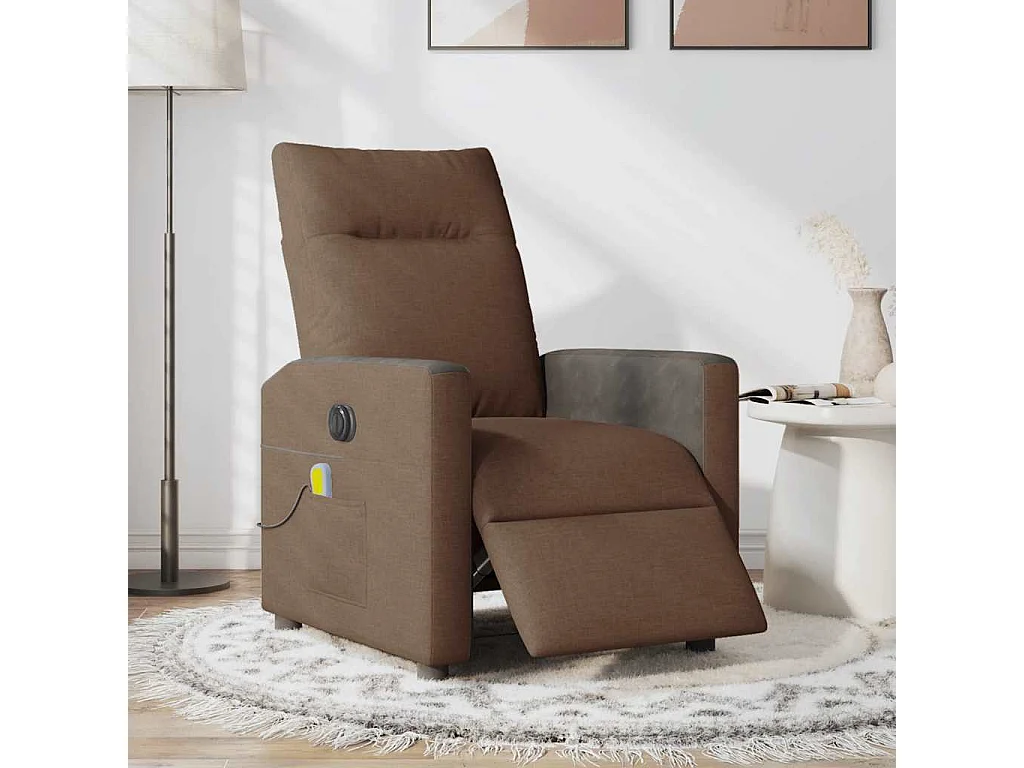 Fauteuil inclinable électrique-Chaise de relax-Fauteuil de Massage marron tissu SHL4406
