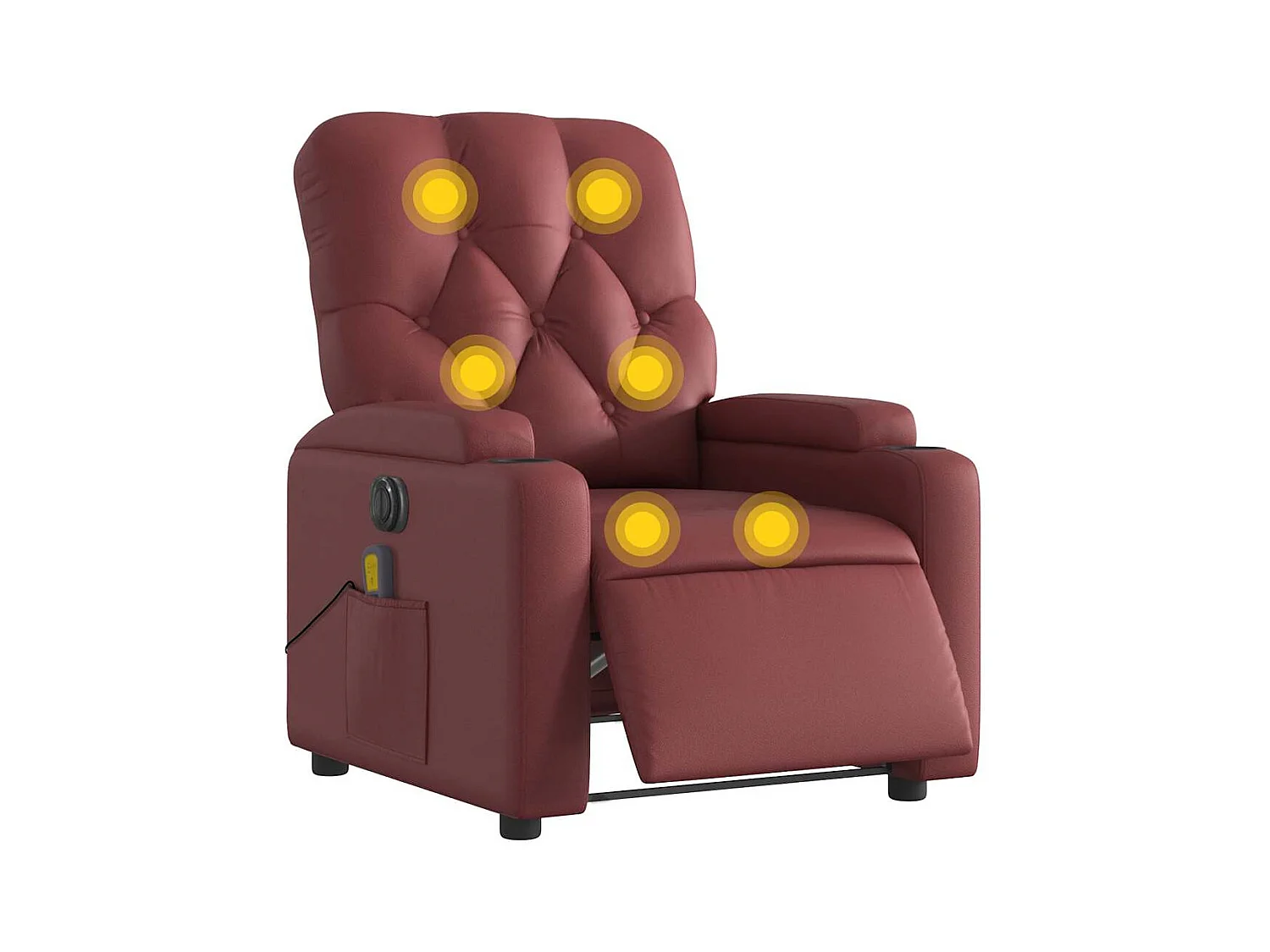 Poltrona massagens reclin. elétrica couro artif. vermelho-tinto SHL742463