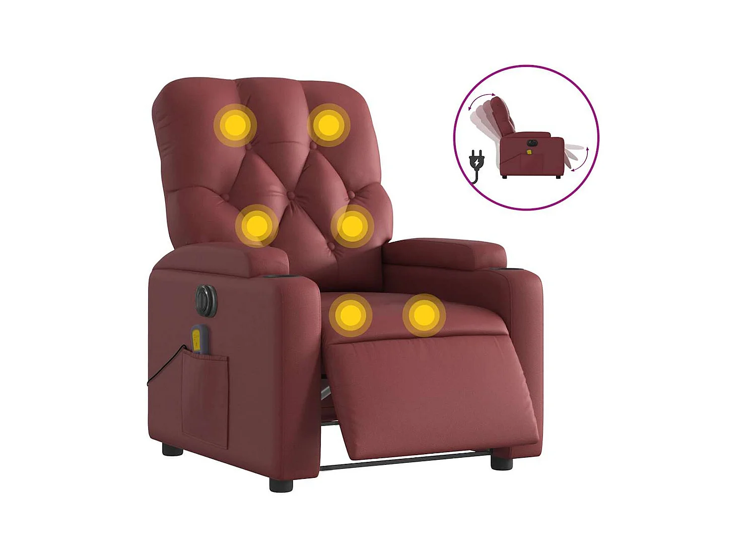 Fauteuil inclinable électrique-Fauteuil de massage pour Salon rouge bordeaux SHL4739
