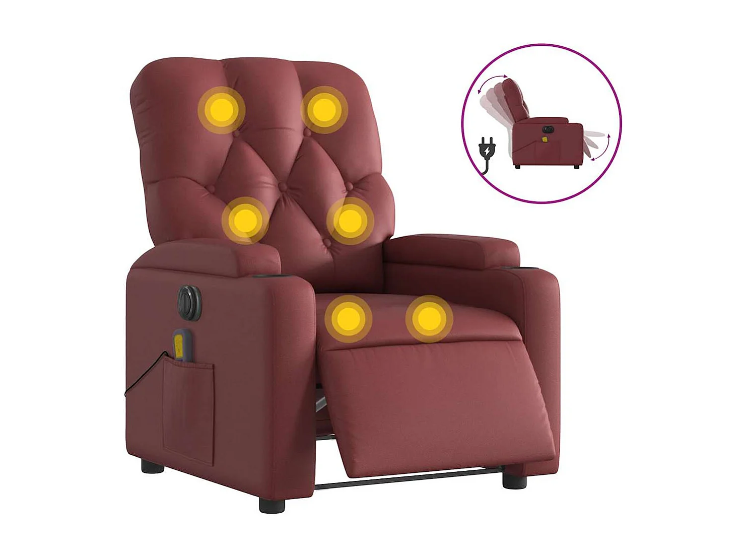 Fauteuil inclinable électrique-Fauteuil de massage pour Salon rouge bordeaux SHL4739