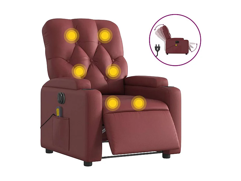 Fauteuil inclinable électrique-Fauteuil de massage pour Salon rouge bordeaux SHL4739