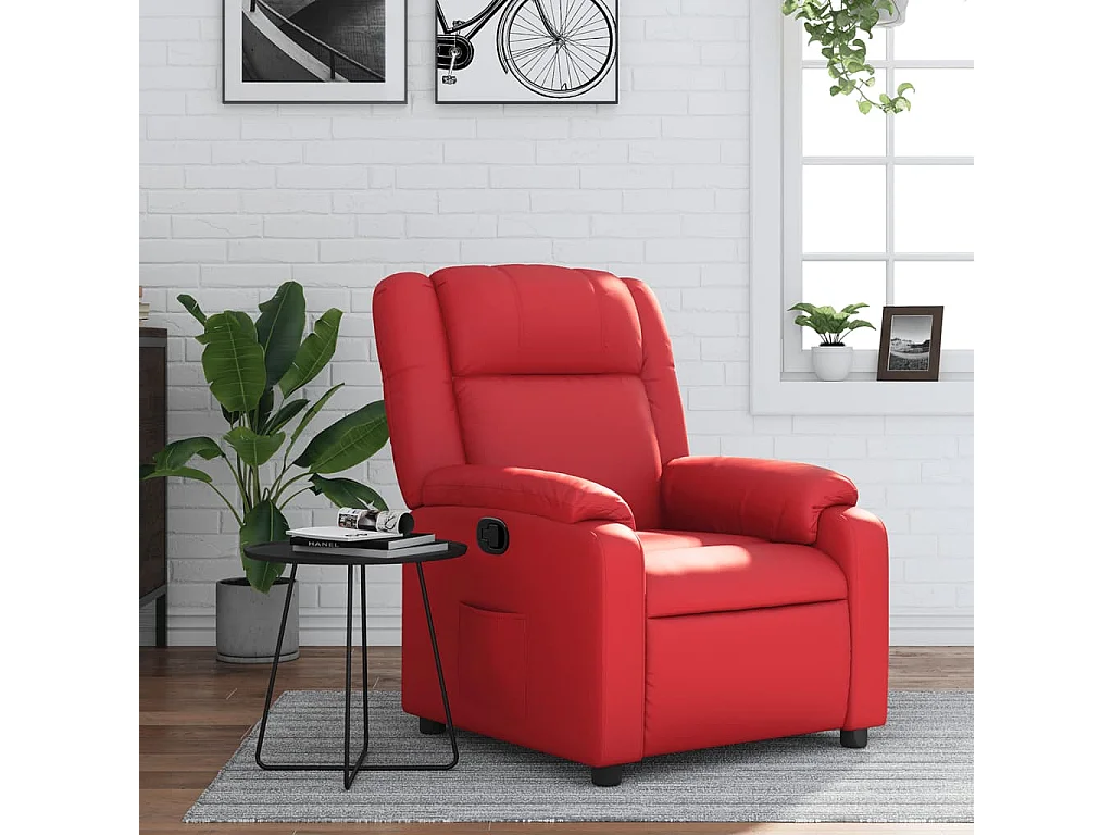 Relaxstoel | Fauteuil verstelbaar kunstleer rood