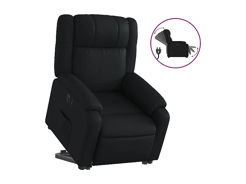 Sillón de relax | Sillón reclinable y elevable eléctrico cuero sintético negro SHL4780