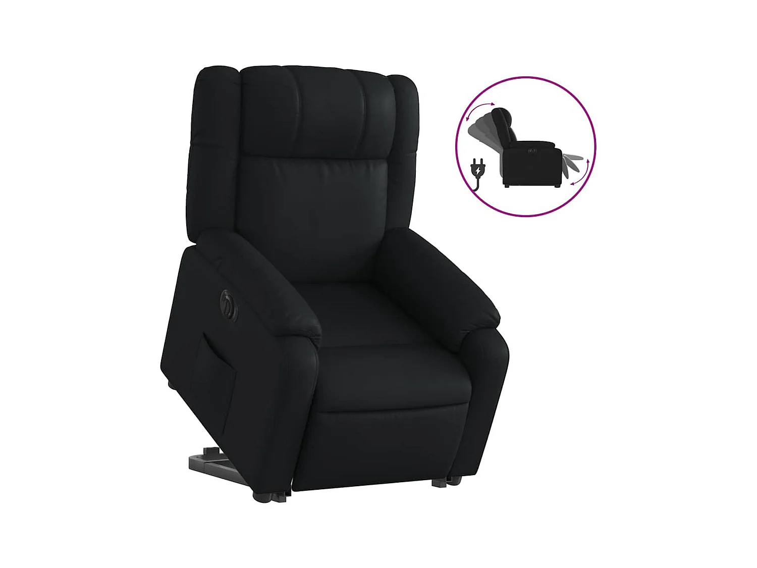 Sillón de relax | Sillón reclinable y elevable eléctrico cuero sintético negro SHL4780