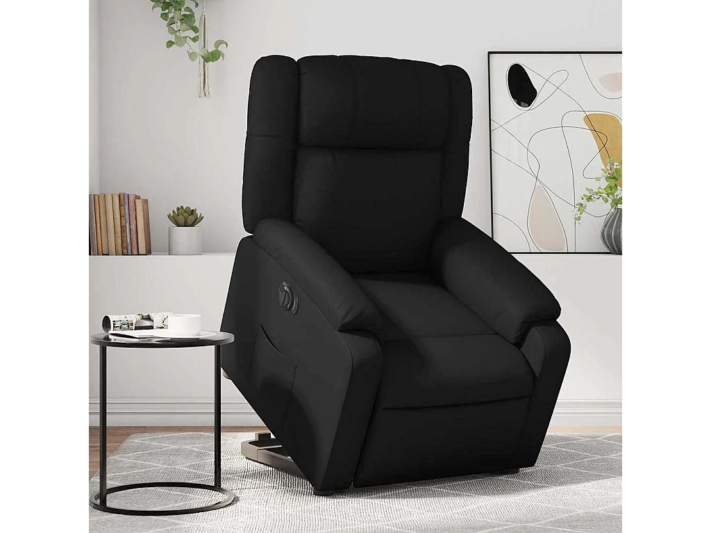 Relaxsessel mit Aufstehhilfe Elektrisch | Lounge Sessel indoor Schwarz Kunstleder SHL82287