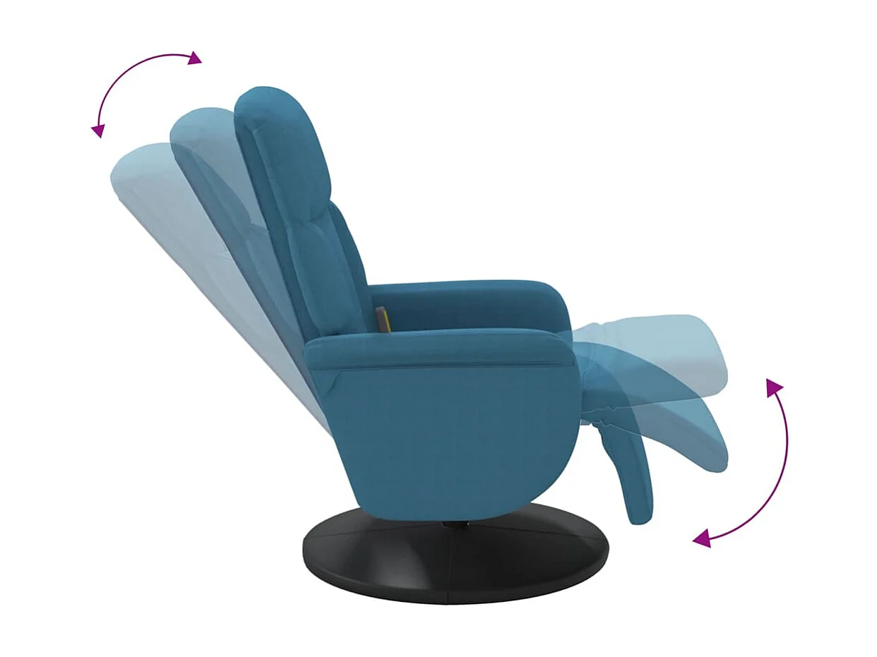 Sillón de relax | Sillón reclinable de masaje con reposapiés terciopelo azul SHL8039