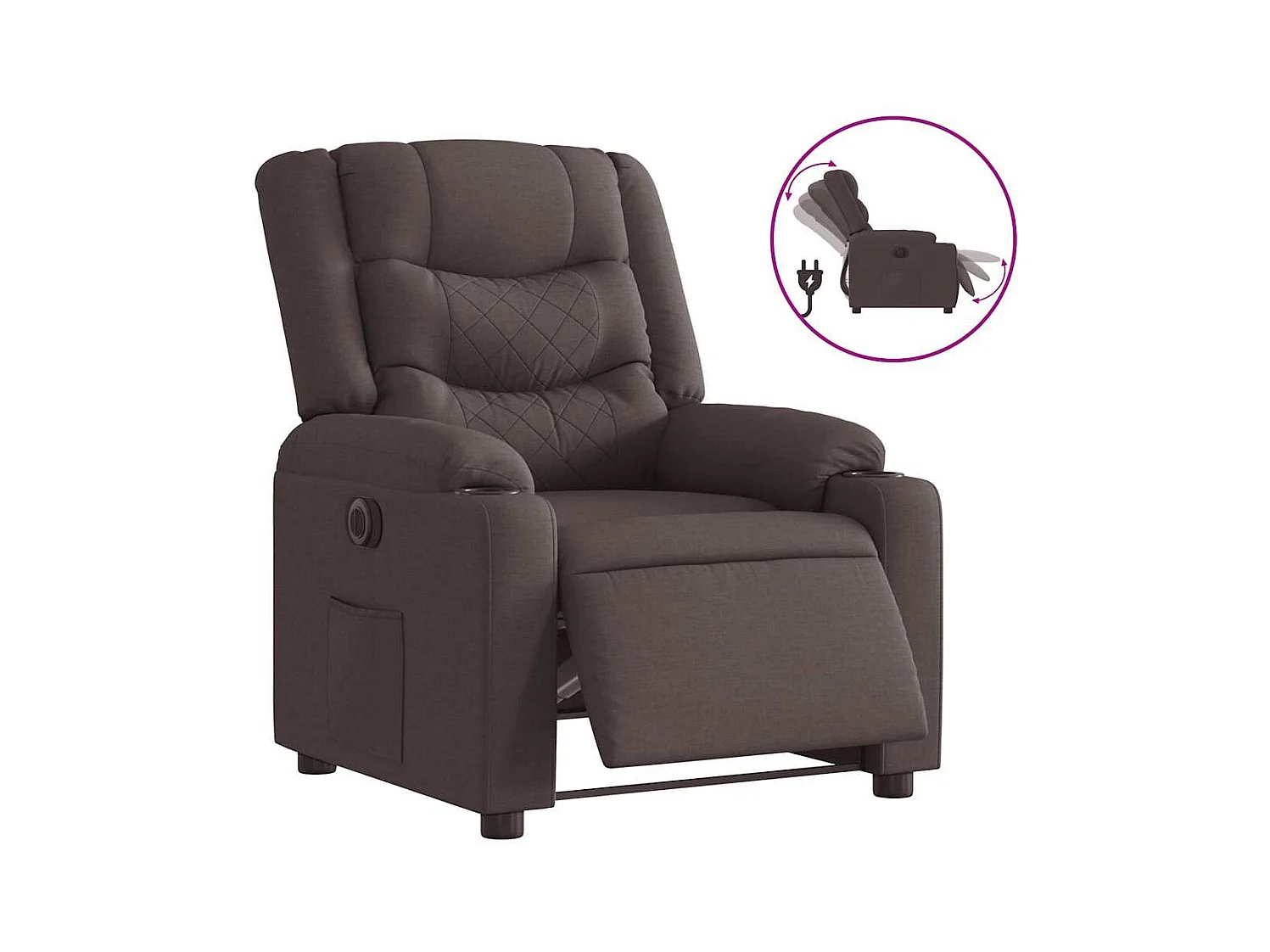 Sillón de relax | Silla | Sillón reclinable eléctrico tela marrón oscuro SHL2544