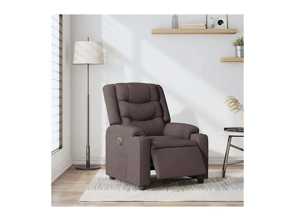 Fauteuil inclinable électrique-Chaise de relax-Fauteuil TV Marron foncé Tissu SHL1388
