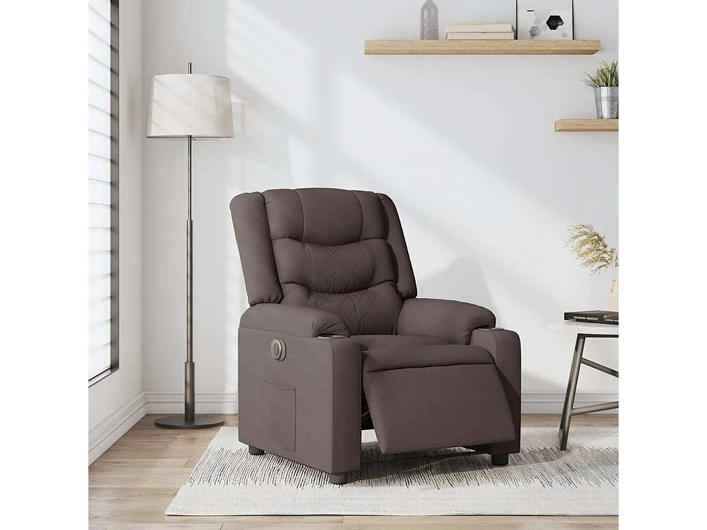 Fauteuil inclinable électrique-Chaise de relax-Fauteuil TV Marron foncé Tissu SHL1388