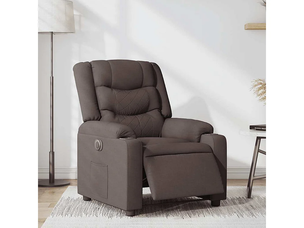 Fauteuil inclinable électrique-Chaise de relax-Fauteuil TV Marron foncé Tissu SHL1388