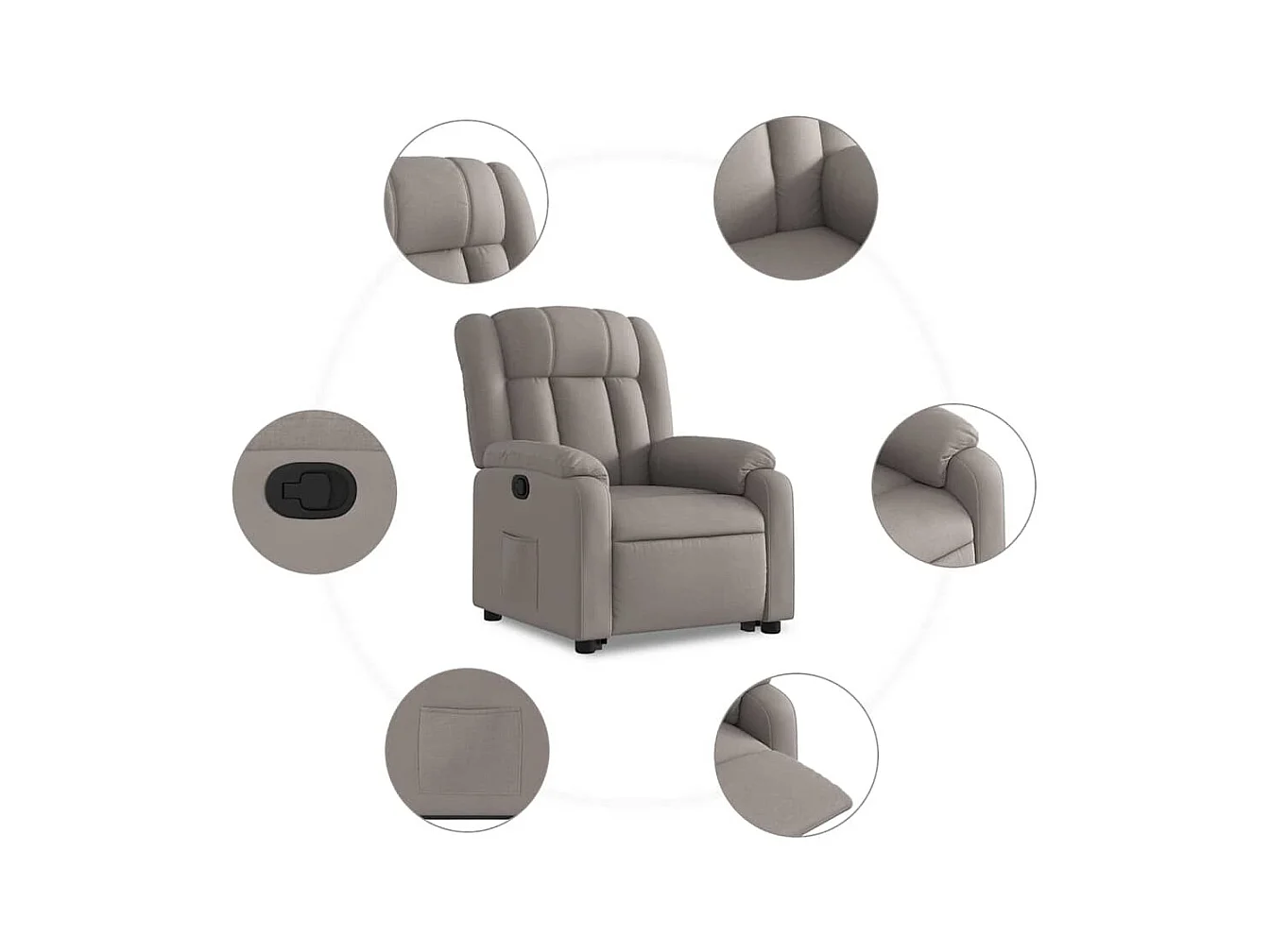 Sillón de relax | Silla | Sillón reclinable elevable tela gris taupe SHL4082