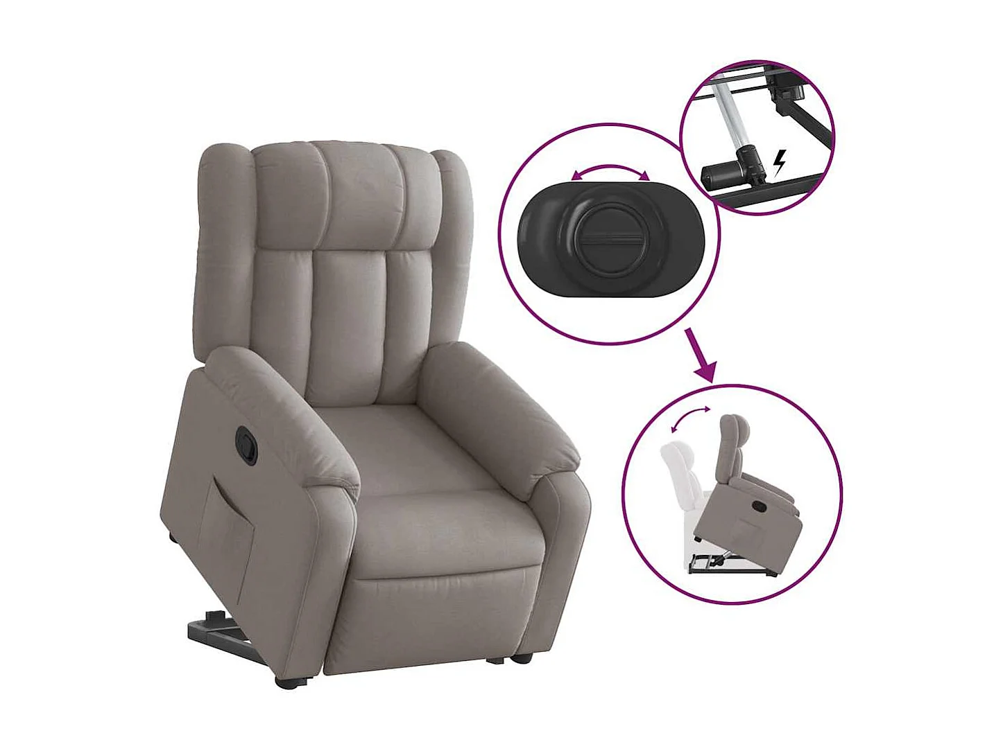 Fauteuil inclinable-Chaise de relax-Fauteuil salon taupe tissu SHL3617