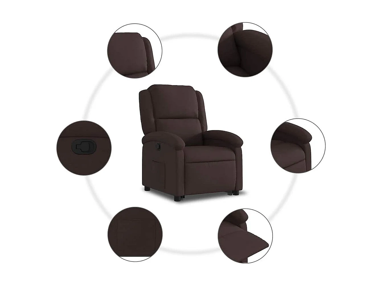 Sillón de relax | Silla | Sillón reclinable elevable tela marrón oscuro SHL8260