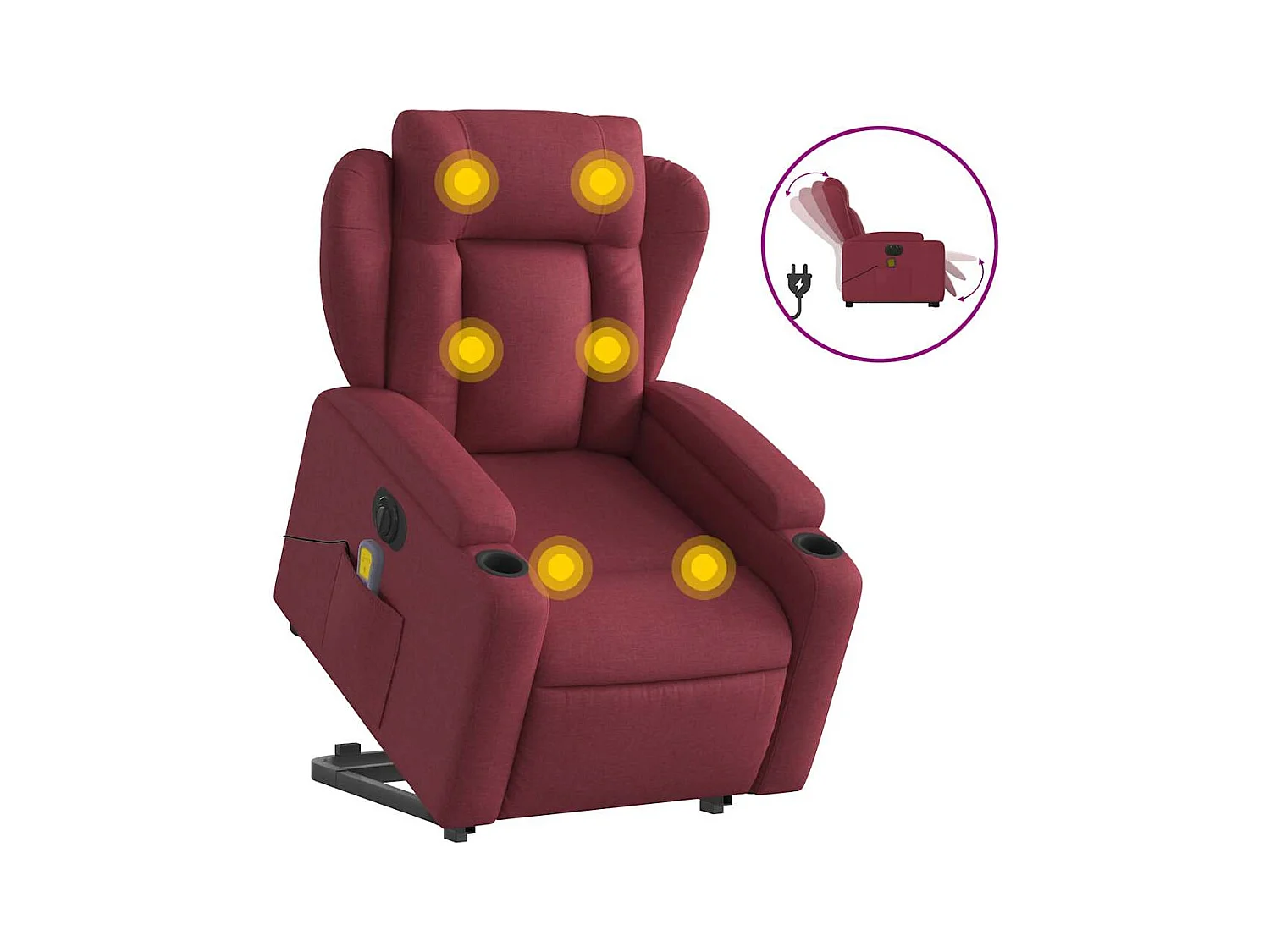 Sillón de salón | Silla | Sillón de masaje elevable eléctrico tela rojo tinto SHL3862
