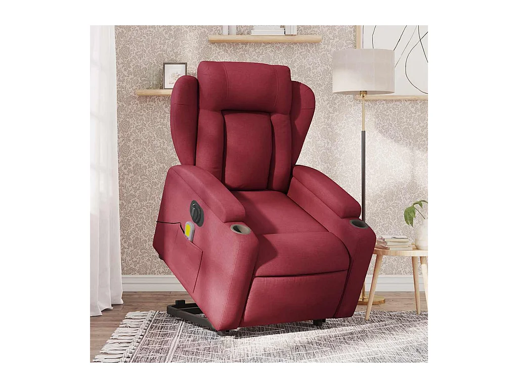 Sillón de salón | Silla | Sillón de masaje elevable eléctrico tela rojo tinto SHL3862