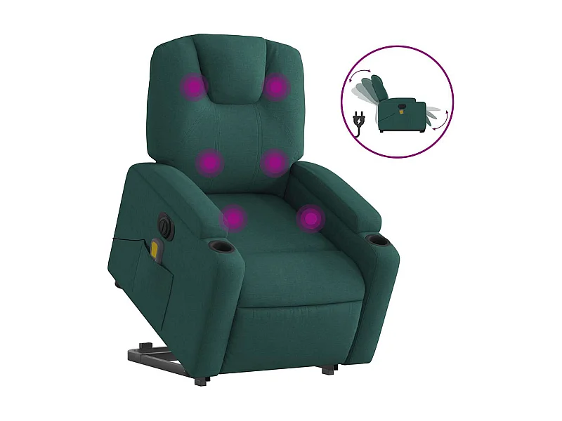Sillón de salón | Silla | Sillón masaje eléctrico reclinable elevable tela verde oscuro SHL2318