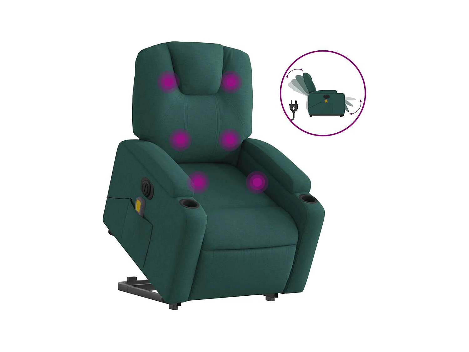 Sillón de salón | Silla | Sillón masaje eléctrico reclinable elevable tela verde oscuro SHL2318