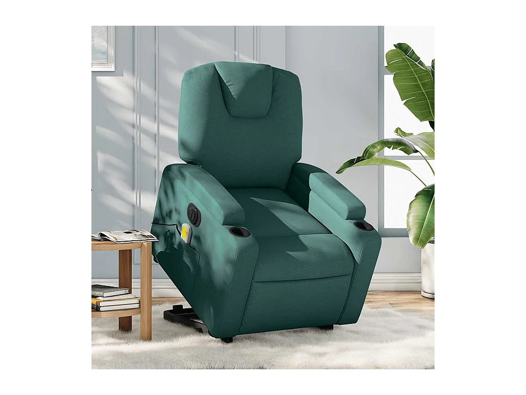 Sillón de salón | Silla | Sillón masaje eléctrico reclinable elevable tela verde oscuro SHL2318