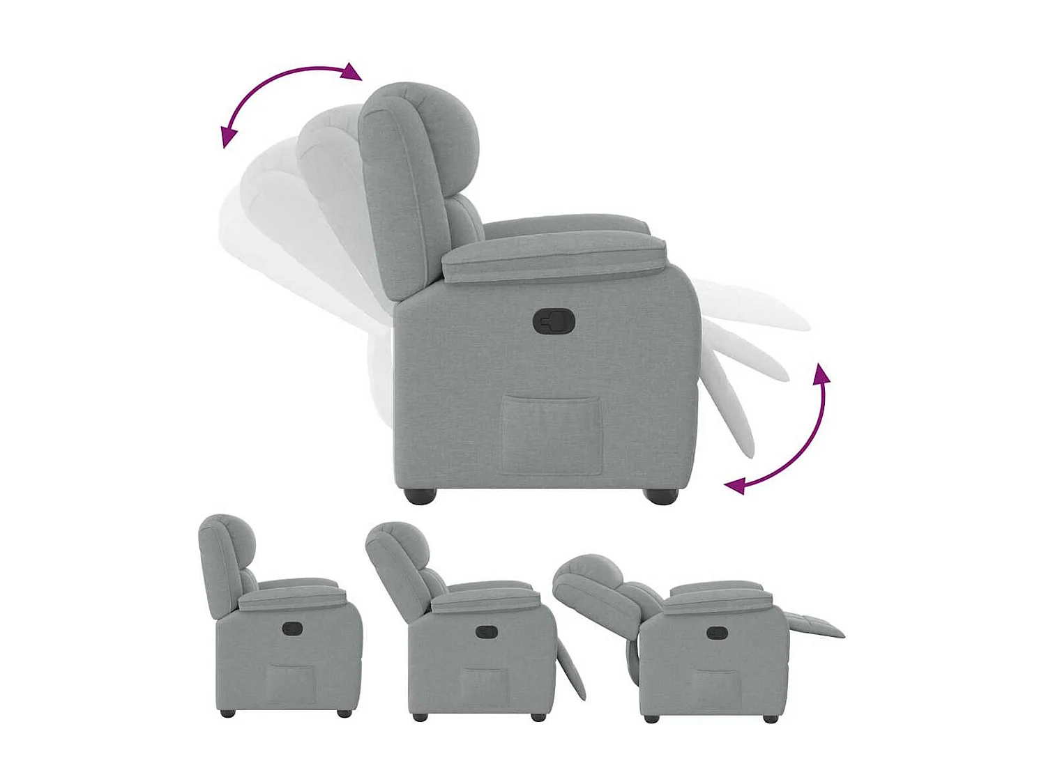 Sillón de relax | Sillón reclinable de tela gris claro SHL8310