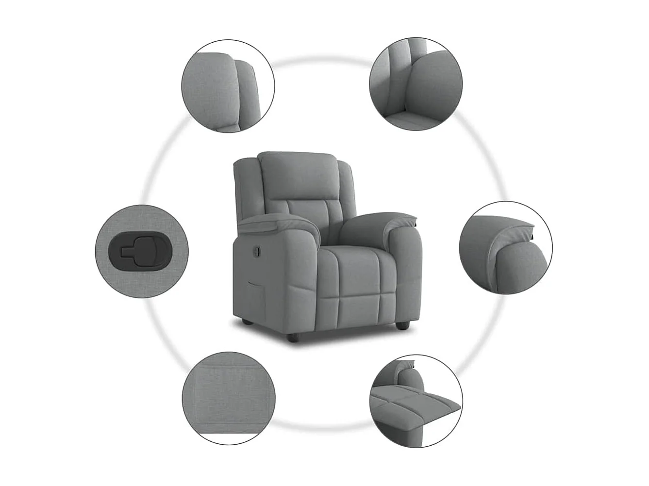 Sillón de relax | Sillón reclinable de tela gris claro SHL8310