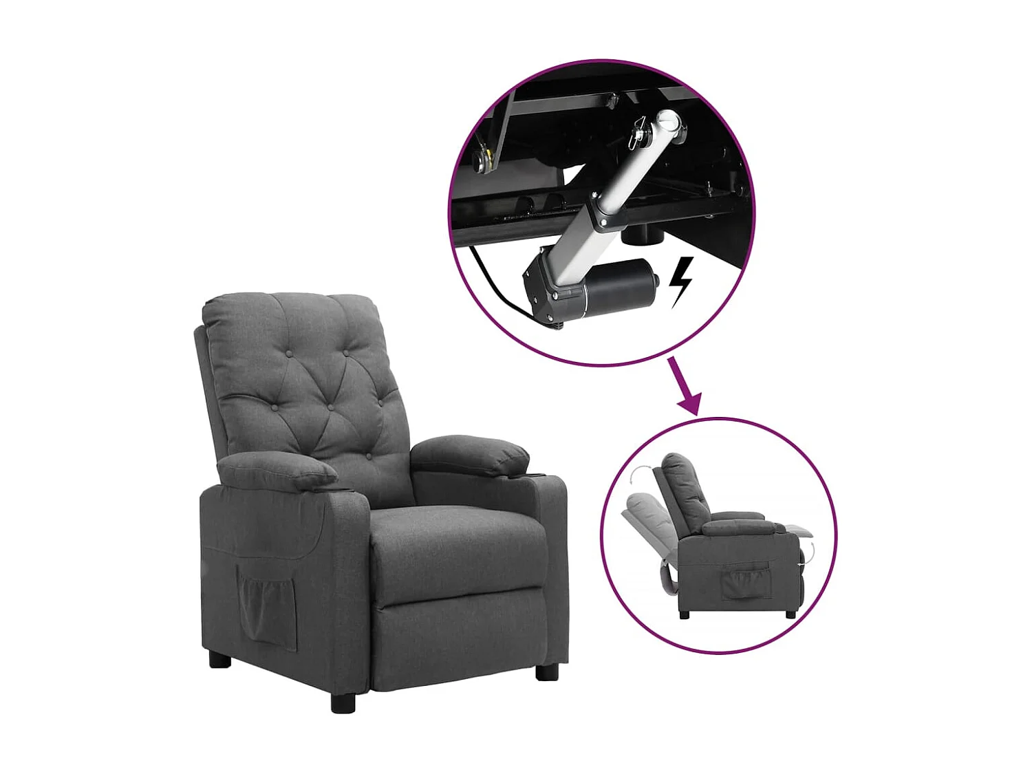 Silla de relax | Sillón elevable tela gris claro SHL4585