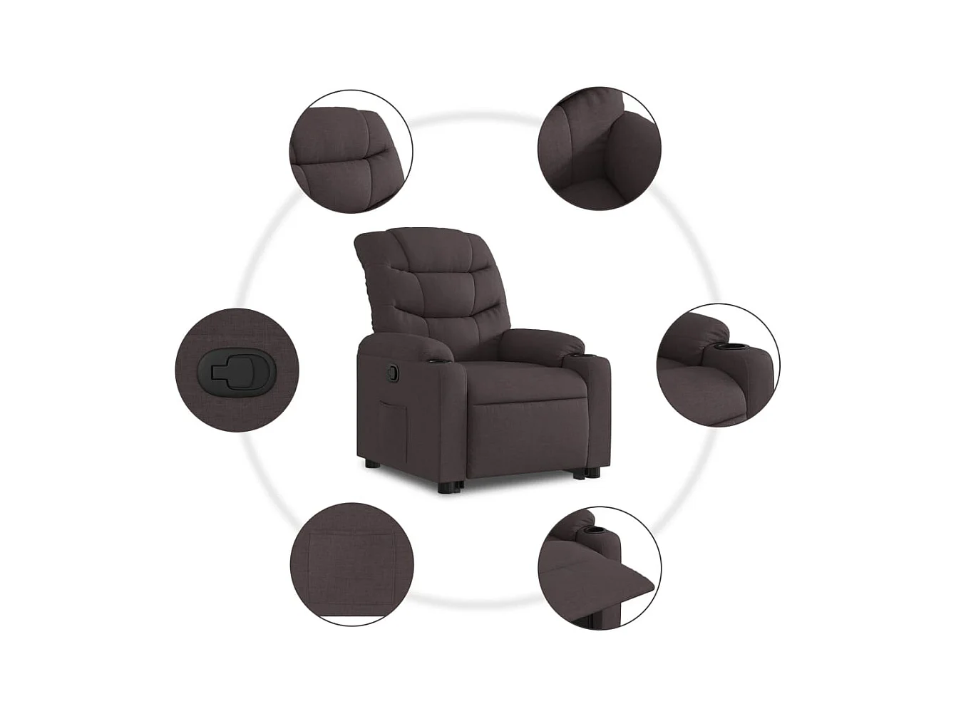 Sillón de relax | Silla | Sillón reclinable elevable tela marrón oscuro SHL5658